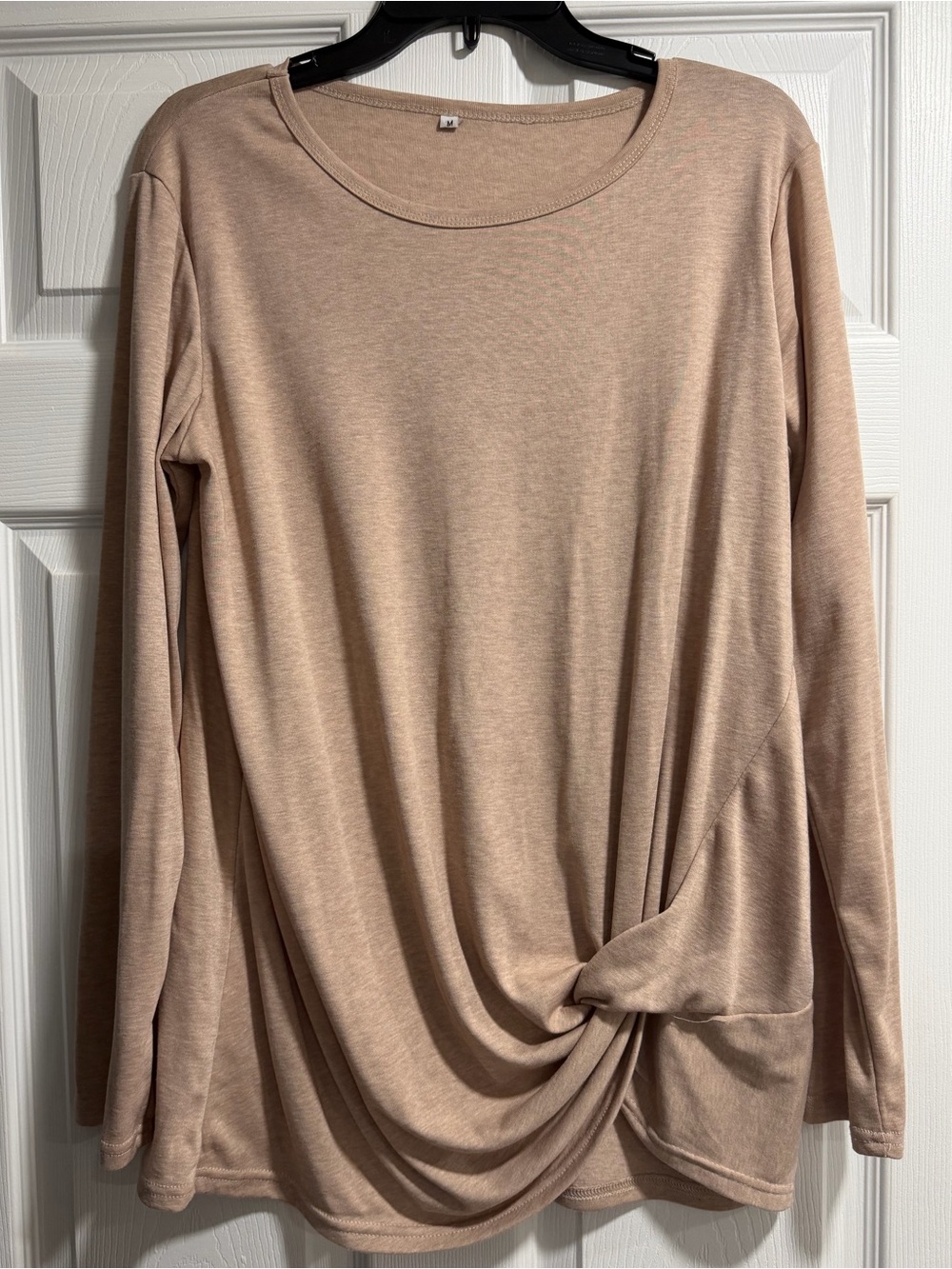 Women's Long-Sleeve Twist Front Top - Nude